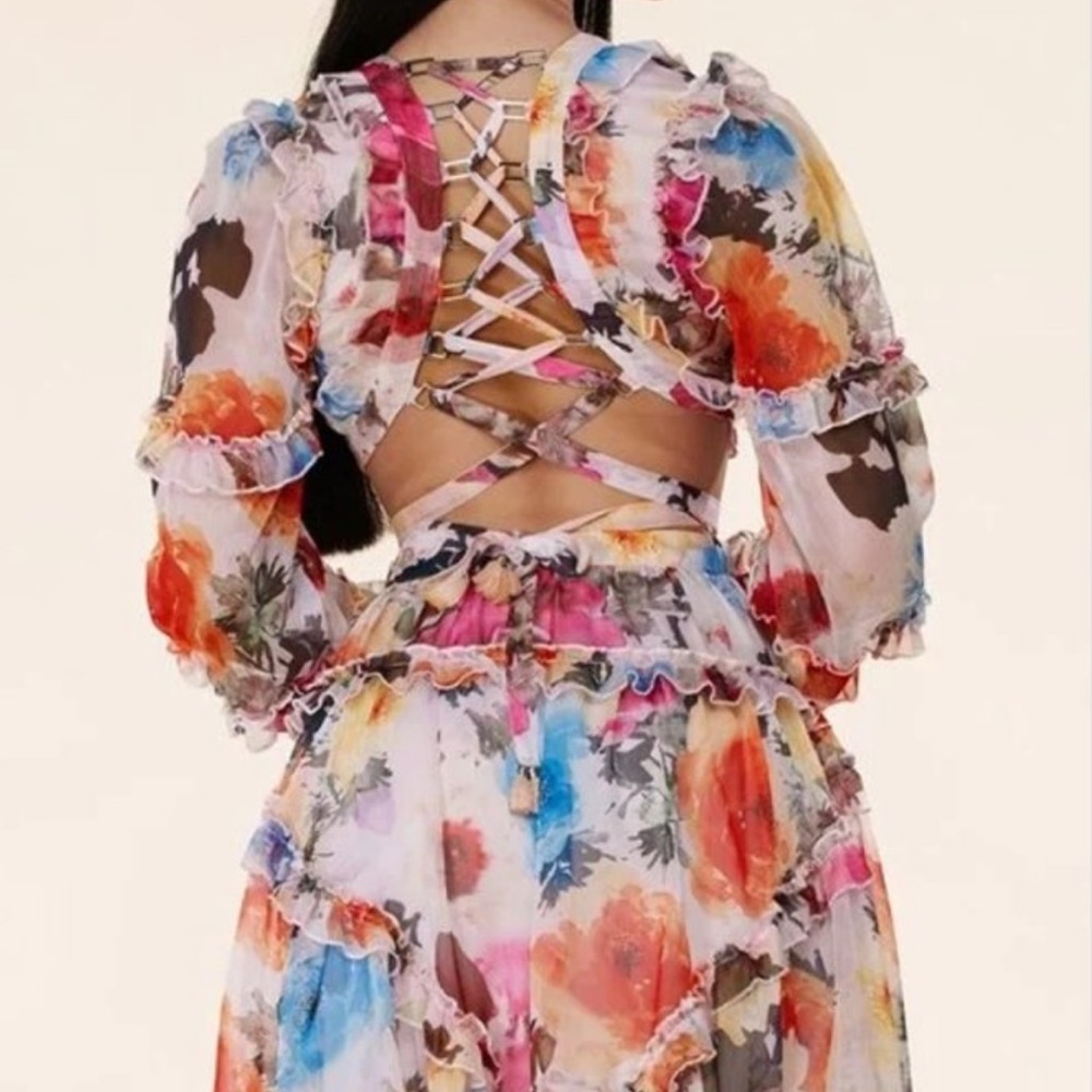 Floral Tea Time Lace-up Dress